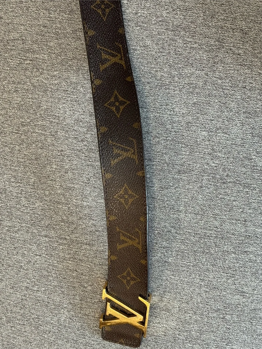 Louis Vuitton Dark Brown Monogram Canvas Belt with Gold LV Buckle